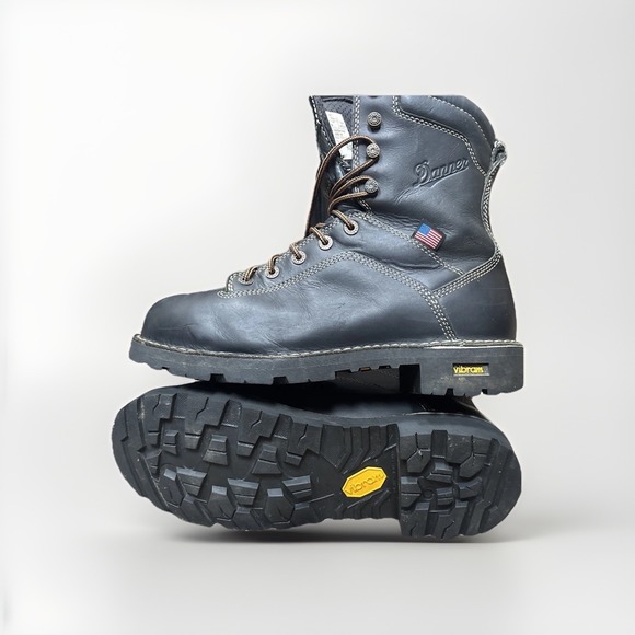 Danner Quarry USA Gore-Tex Work Boots Men's 9.5 Black Vibram EH Safety Made USA
